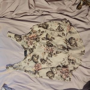 Astr women floral peony tulip chiffon sleeveless tank top cream beige pink sheer